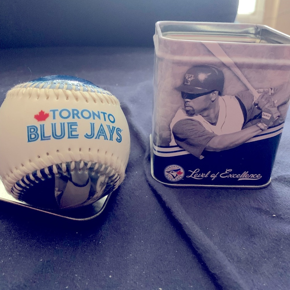 Toronto Blue Jays Baseball and Tin Set-vintage Carlos Delgado